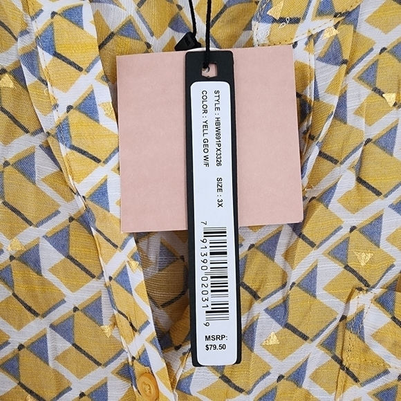 NWT Harve Benard Plus Soft Texture Yellow Gold Gray Blouse 3X - Picture 10 of 11